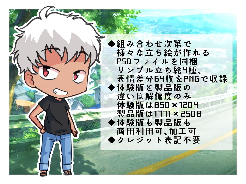 デフォルメ青年組み合わせ立ち絵素材