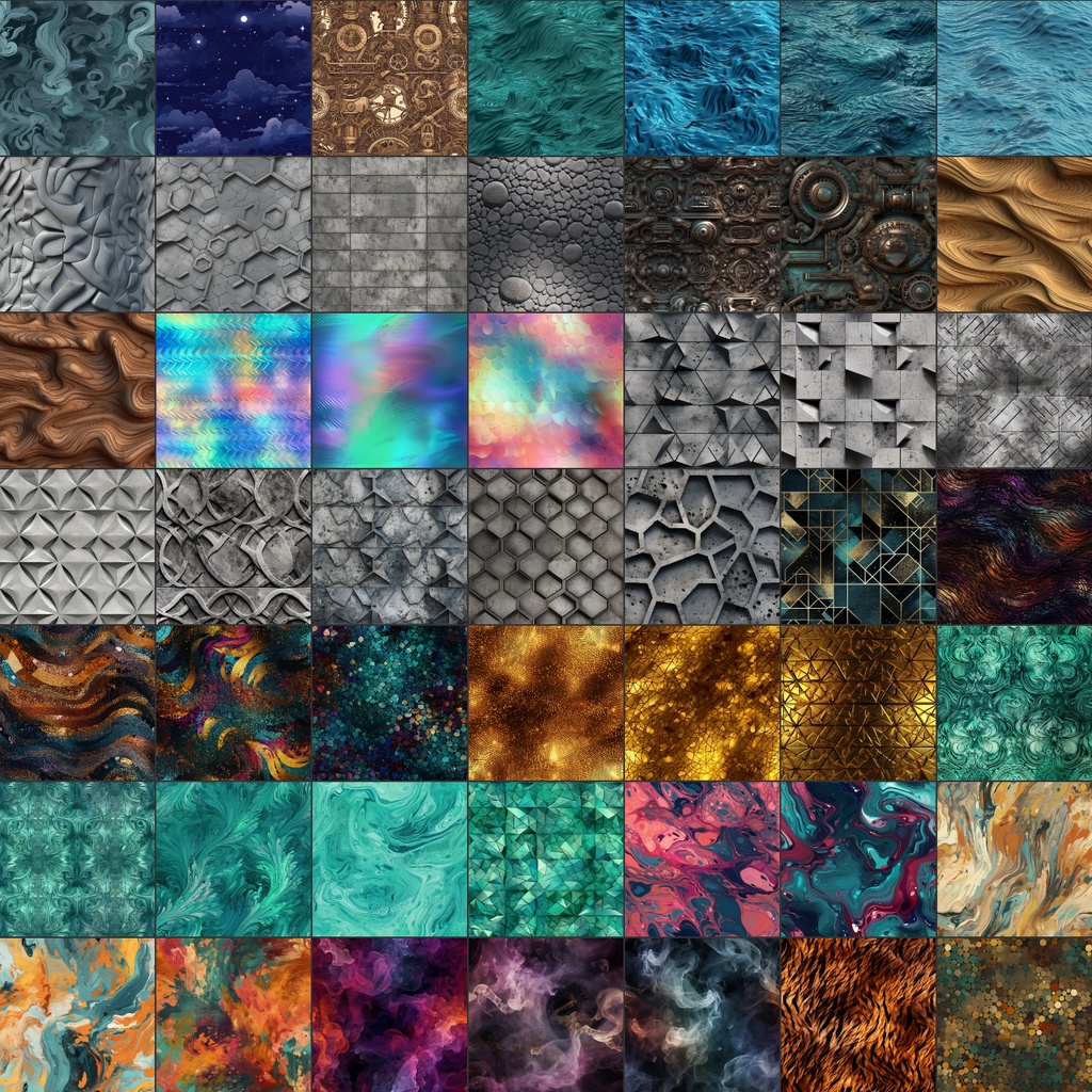 【シームレステクスチャ】500枚(抽象、花火、大理石、水、火、金、紙、煙、電子基板、グラデーション、光、etc...)