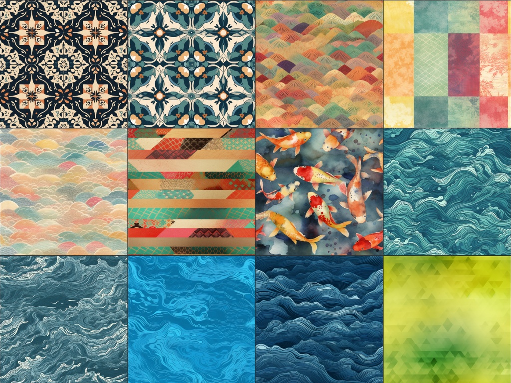 【シームレステクスチャ】500枚(抽象、花火、大理石、水、火、金、紙、煙、電子基板、グラデーション、光、etc...)