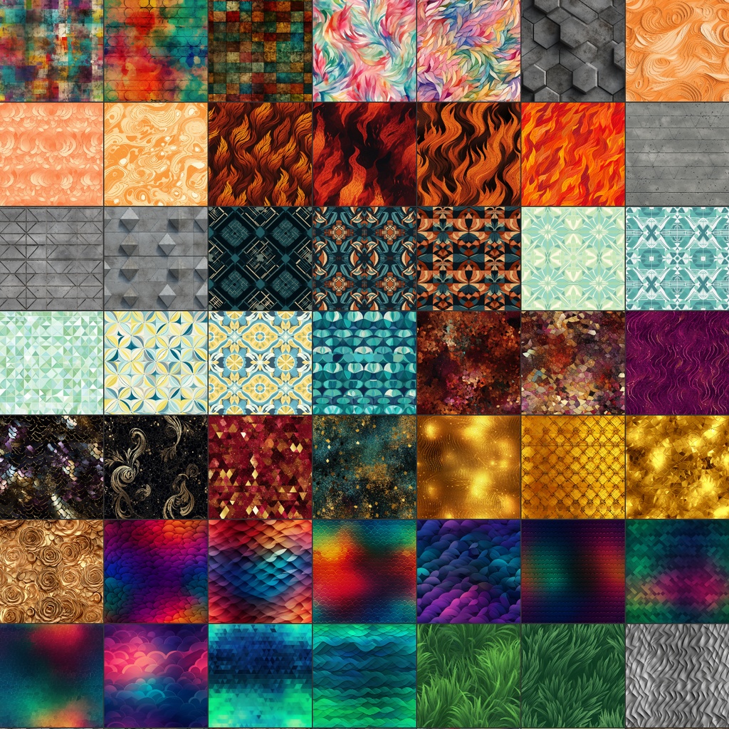 【シームレステクスチャ】500枚(抽象、花火、大理石、水、火、金、紙、煙、電子基板、グラデーション、光、etc...)