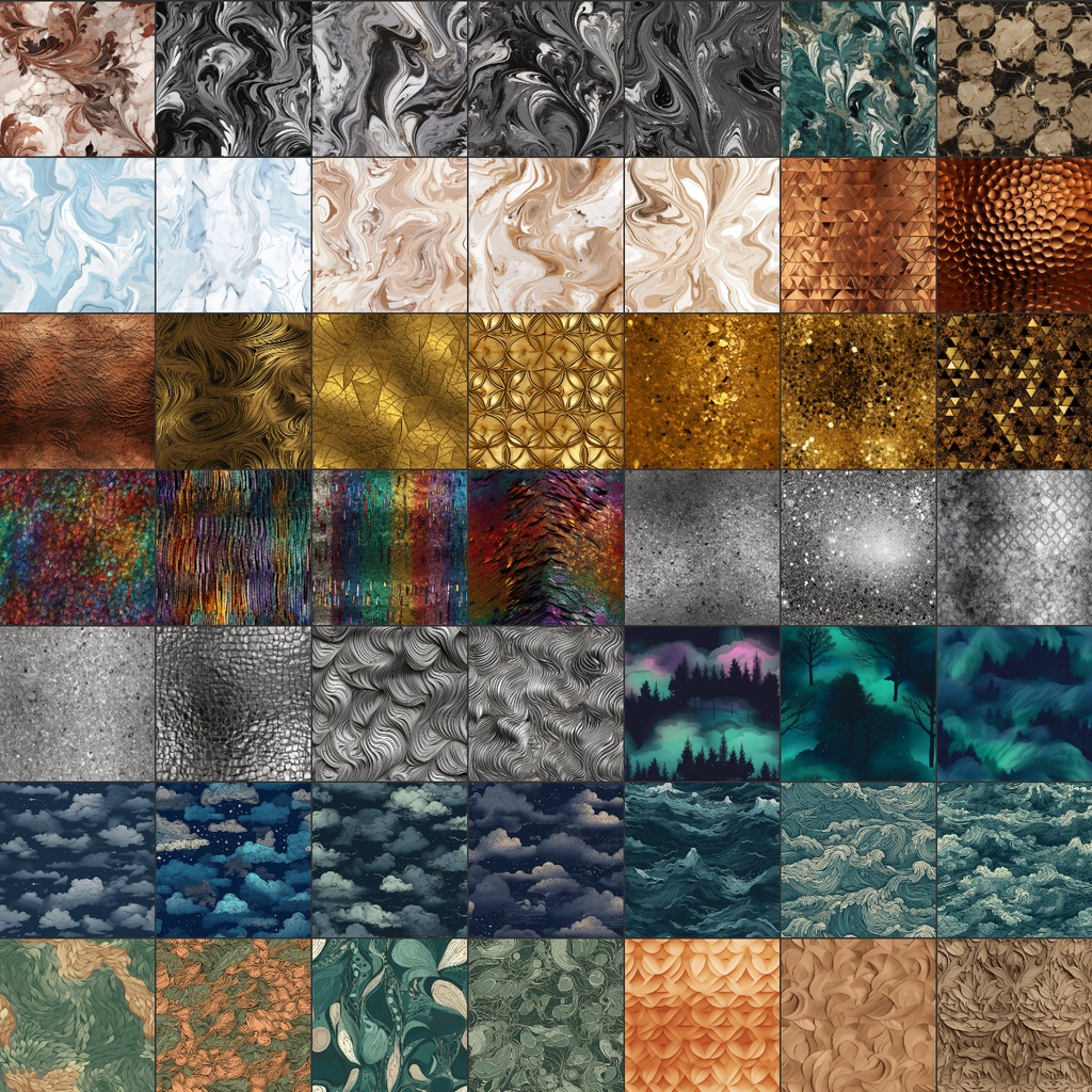 【シームレステクスチャ】500枚(抽象、花火、大理石、水、火、金、紙、煙、電子基板、グラデーション、光、etc...)