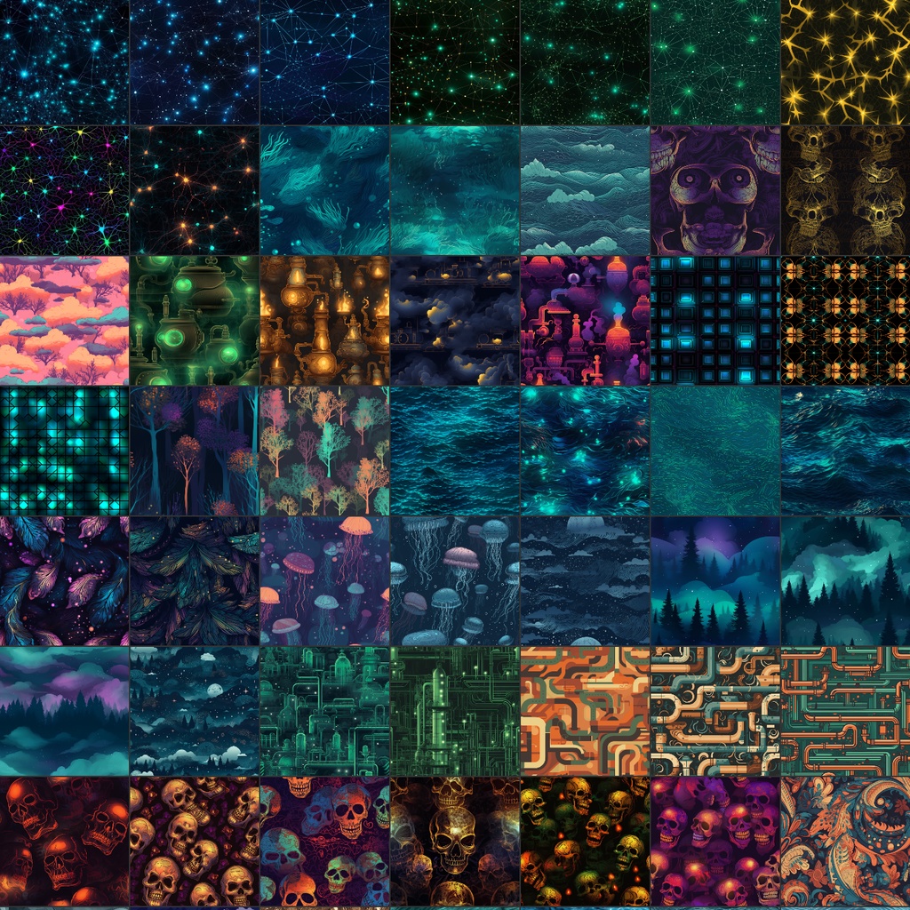 【シームレステクスチャ】500枚(抽象、花火、大理石、水、火、金、紙、煙、電子基板、グラデーション、光、etc...)