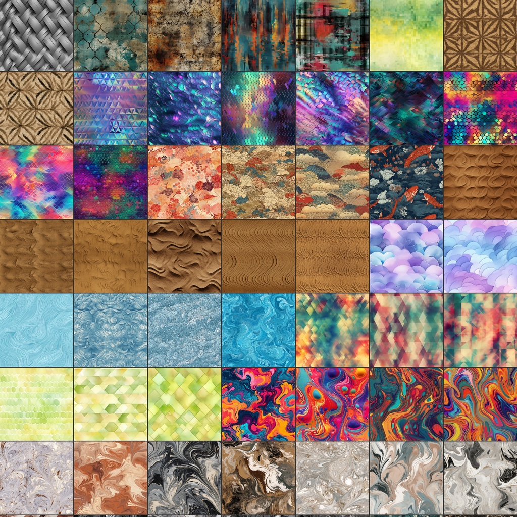【シームレステクスチャ】500枚(抽象、花火、大理石、水、火、金、紙、煙、電子基板、グラデーション、光、etc...)