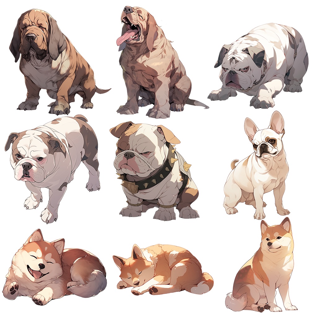 【透過素材】犬100枚(柴犬、ブルドッグ、ゴールデンレトリバー、プードル、ジャーマン・シェパード、シベリアン・ハスキー、ヨークシャーテリア)