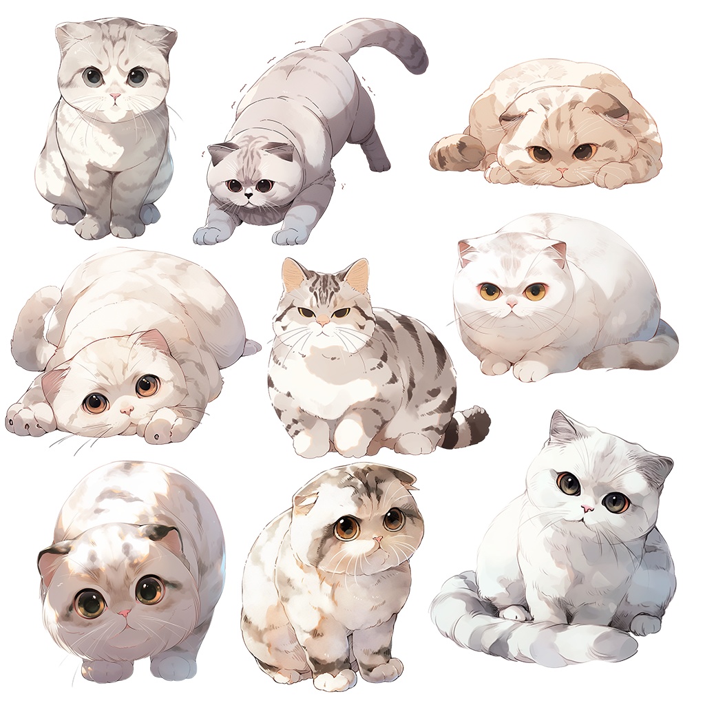 【透過素材】猫100枚+61枚(スコティッシュフォールド、アメリカンショートヘア、ロシアンブルー、ベンガル、マンチカン、スフィンクス、トラ猫)