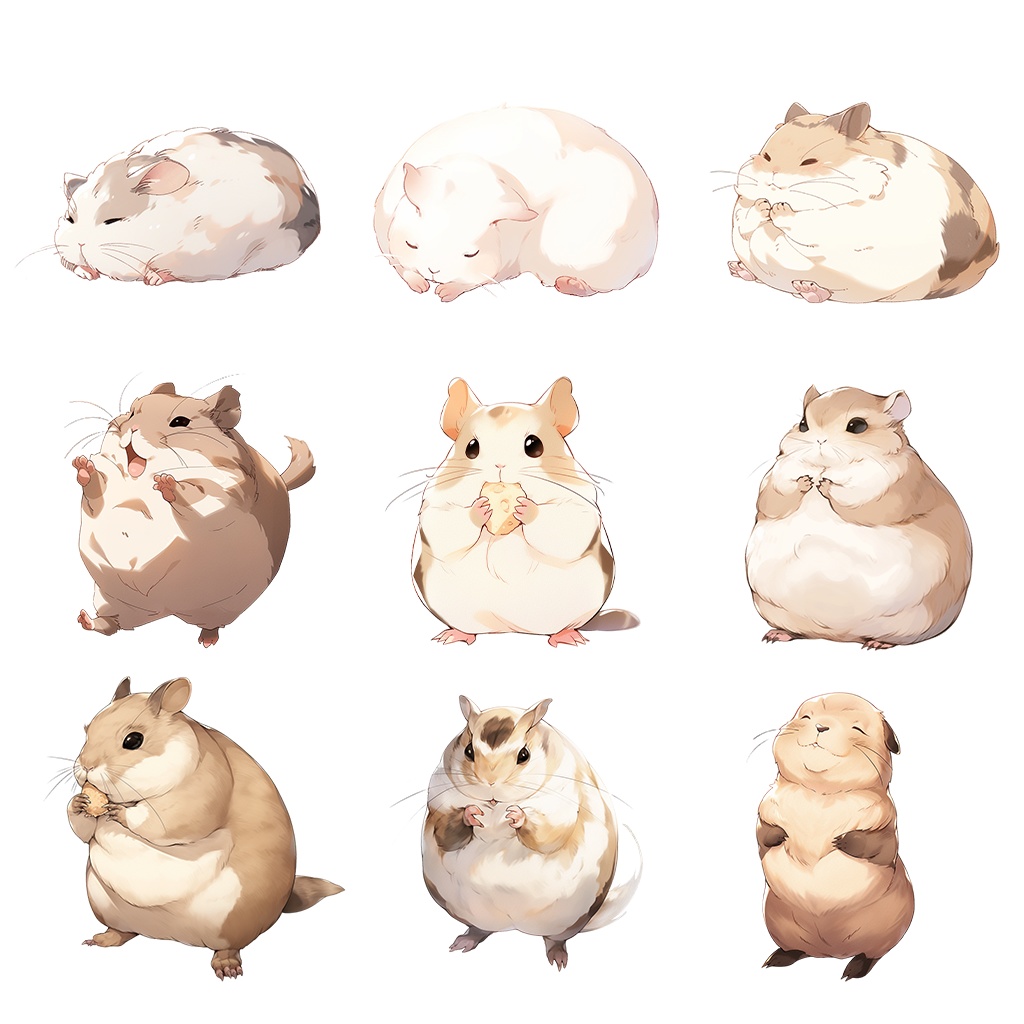 【透過素材】小動物100枚(うさぎ、ハムスター、モルモット、チンチラ、デグー、プレーリードッグ、リス、ミーアキャット、ミニブタ、ヒヨコ)