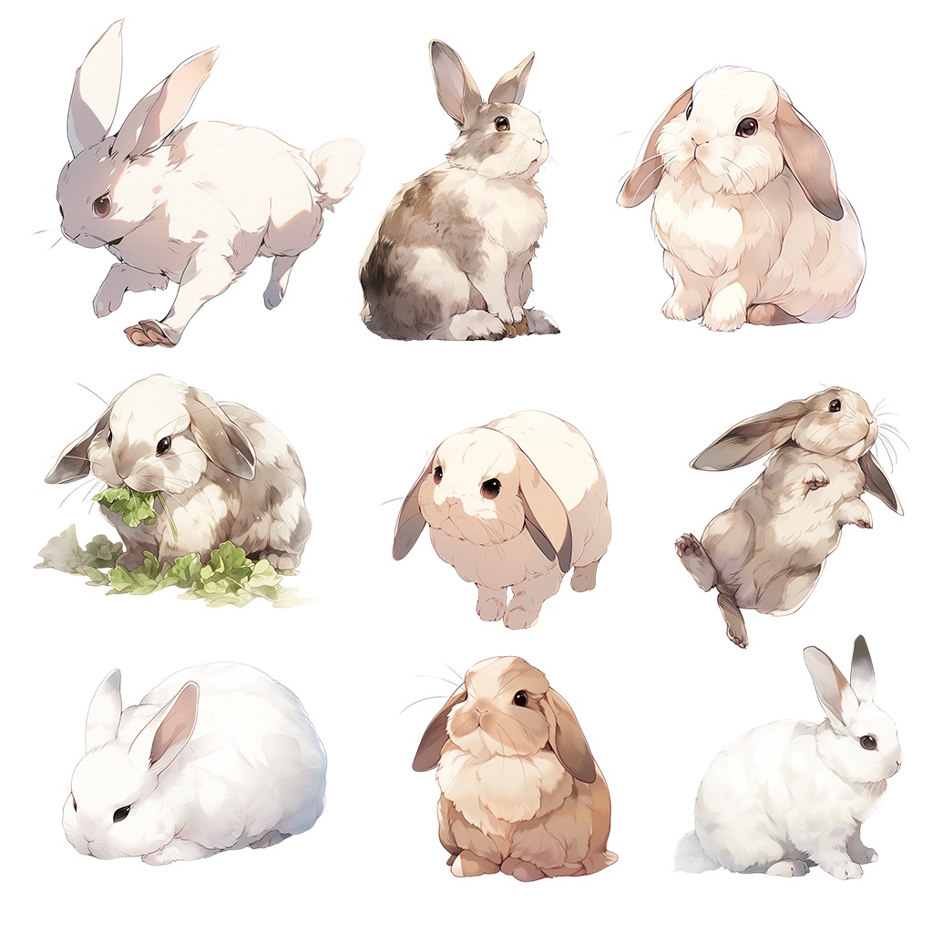 【透過素材】小動物100枚(うさぎ、ハムスター、モルモット、チンチラ、デグー、プレーリードッグ、リス、ミーアキャット、ミニブタ、ヒヨコ)