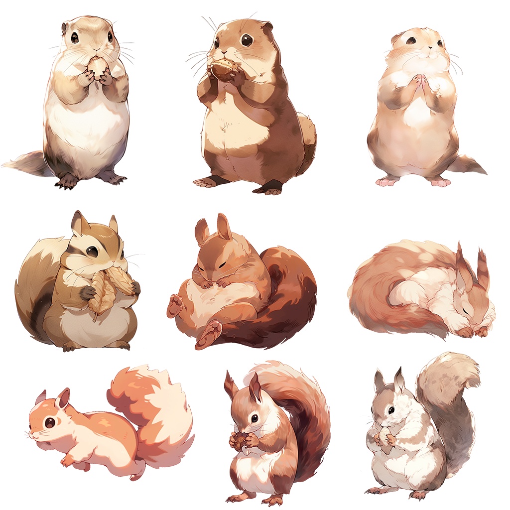 【透過素材】小動物100枚(うさぎ、ハムスター、モルモット、チンチラ、デグー、プレーリードッグ、リス、ミーアキャット、ミニブタ、ヒヨコ)