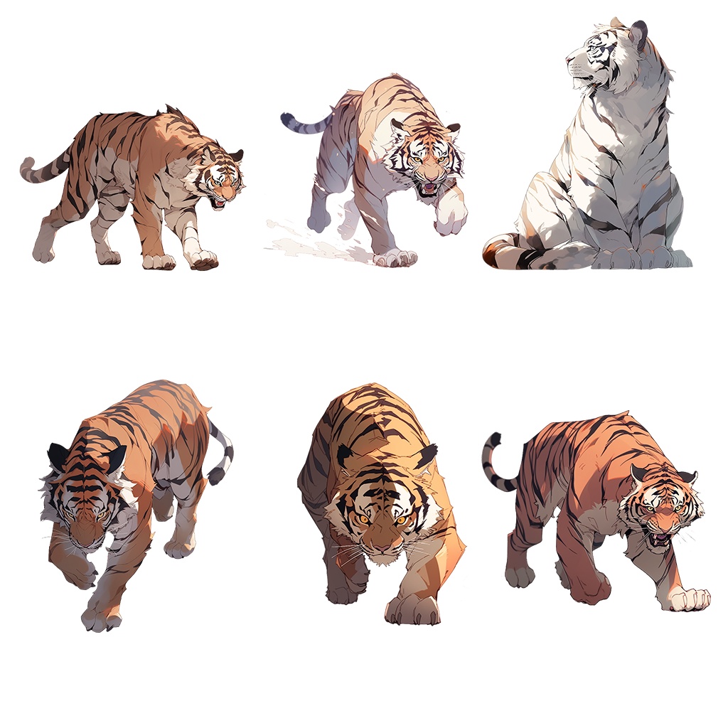 【透過素材】陸上動物50枚(ライオン、トラ、熊、ゾウ、サイ、ゴリラ、馬、パンダ、キリン、アルパカ、シマウマ、猿、ビーバー)