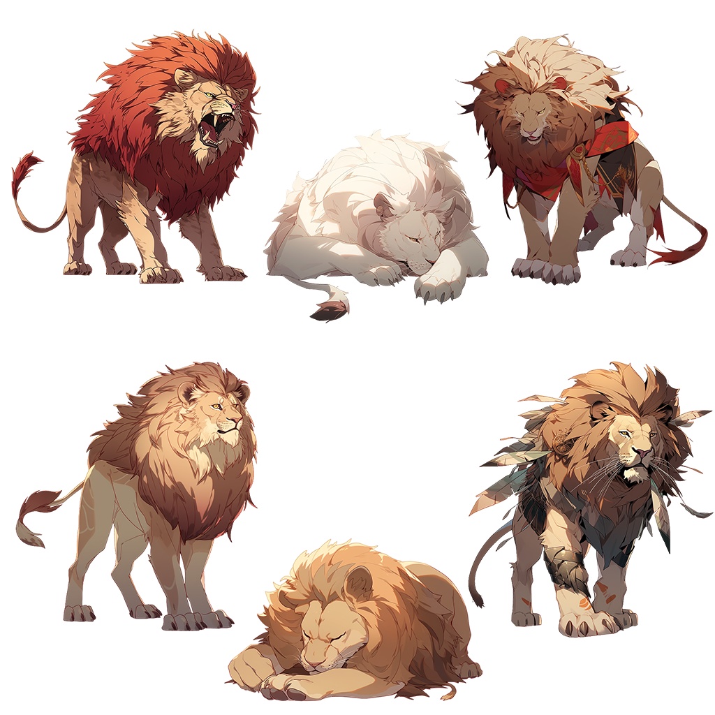 【透過素材】陸上動物50枚(ライオン、トラ、熊、ゾウ、サイ、ゴリラ、馬、パンダ、キリン、アルパカ、シマウマ、猿、ビーバー)