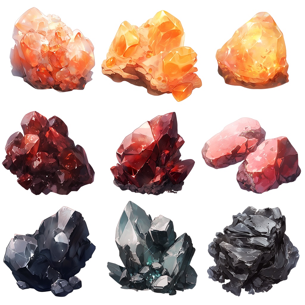 【透過素材】原石51枚No.2(宝石・天然石系、ルビー、ラピスラズリ、ヒスイ、ガーネット、ファイアオパール、クォーツ、ムーンストーン...)