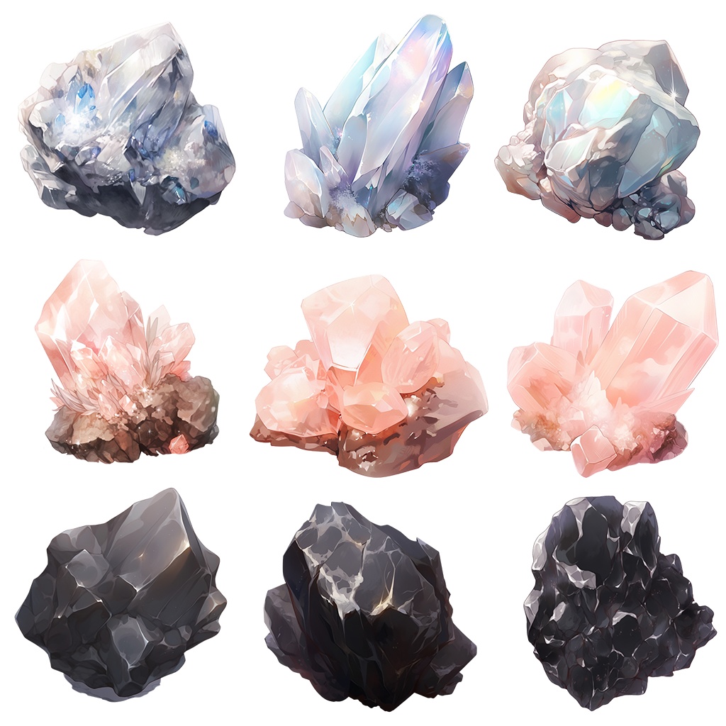 【透過素材】原石51枚No.2(宝石・天然石系、ルビー、ラピスラズリ、ヒスイ、ガーネット、ファイアオパール、クォーツ、ムーンストーン...)