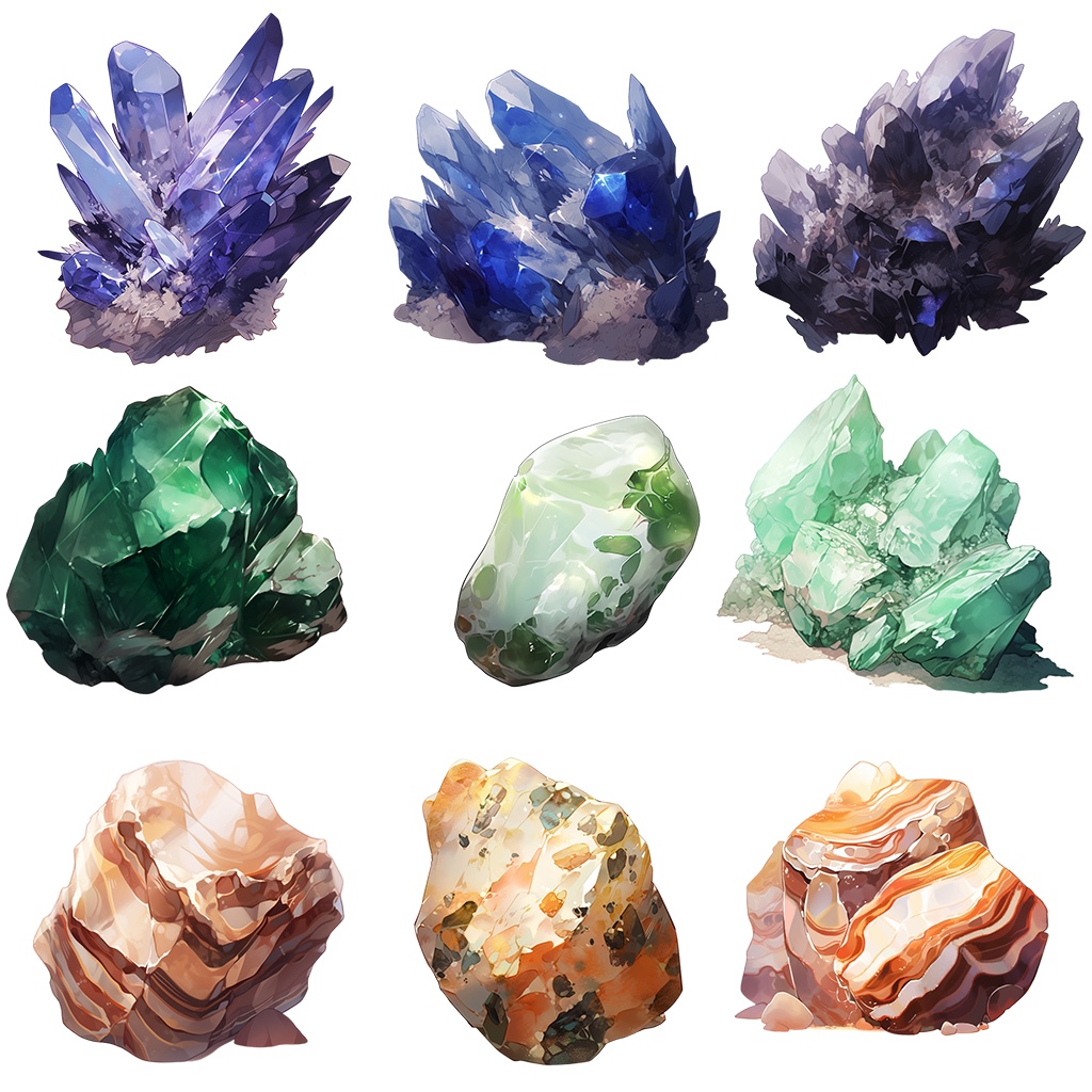 【透過素材】原石51枚No.2(宝石・天然石系、ルビー、ラピスラズリ、ヒスイ、ガーネット、ファイアオパール、クォーツ、ムーンストーン...)