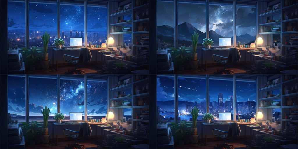 【透過素材】窓だけ透過部屋15枚(Lo-fi,Chillout,Relax,落ち着いた雰囲気,リゾート、都会の部屋)