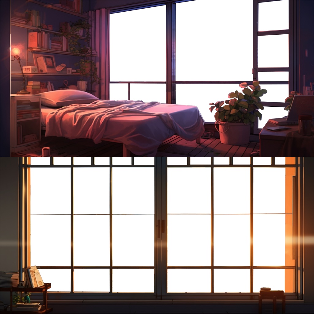 【透過素材】窓だけ透過部屋15枚(Lo-fi,Chillout,Relax,落ち着いた雰囲気,リゾート、都会の部屋)