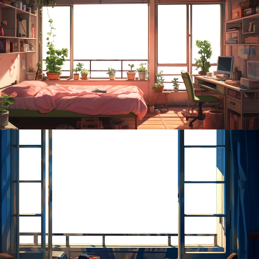 【透過素材】窓だけ透過部屋15枚(Lo-fi,Chillout,Relax,落ち着いた雰囲気,リゾート、都会の部屋)