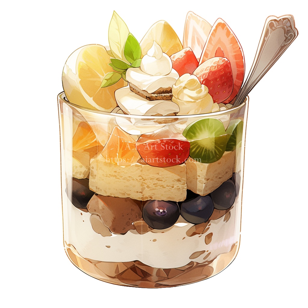 無料【透過素材】パフェ50枚(フルーツパフェ、チョコレートパフェ、マンゴーパフェ、ストロベリーパフェ、キャラメルパフェ)