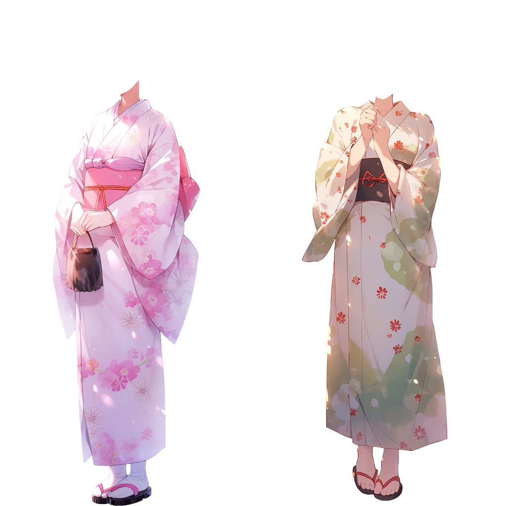 【透過素材】夏服/女性50枚(立ち絵作成用・ワンピース、ドレス、Tシャツ、デニムパンツ、ホットパンツ、スカート、スポーツウェア、浴衣、着物)