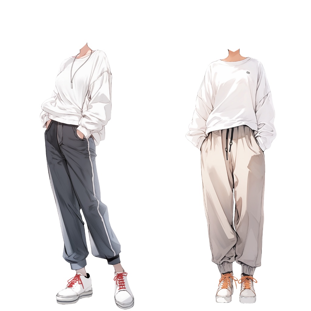 【透過素材】秋服/女性50枚(立ち絵作成用・カーディガン、パーカー、ジャケット、ドレスシャツ、セーター、デニム、スカート、エプロン)