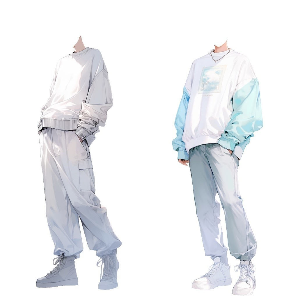 【透過素材】秋服/男性50枚(立ち絵作成用・ジャケット、セーター、デニム、パーカー、スウェットシャツ、トレーナー)