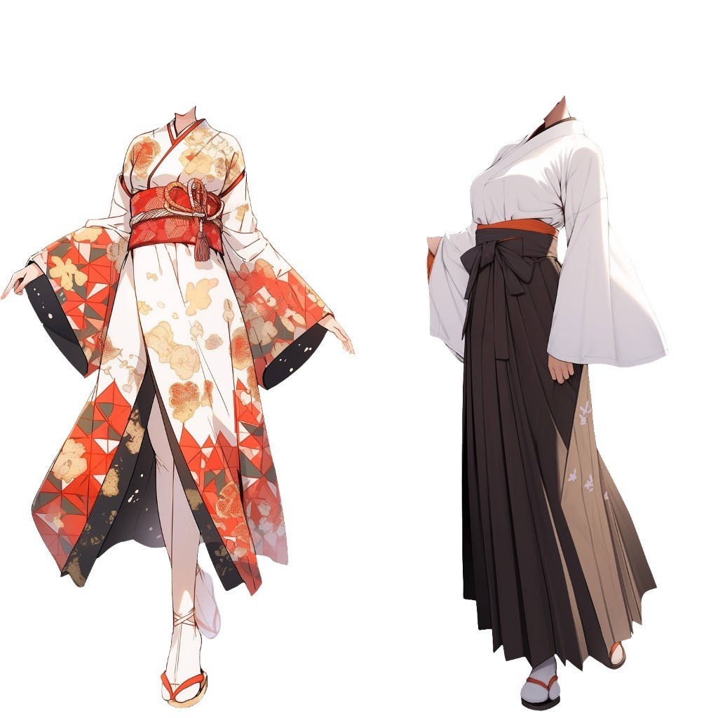 【透過素材】和服/女性50枚(立ち絵作成用・着物、浴衣、袴、日本伝統衣装)