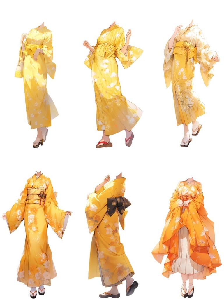 【透過素材】和服/女性50枚(立ち絵作成用・着物、浴衣、袴、日本伝統衣装)