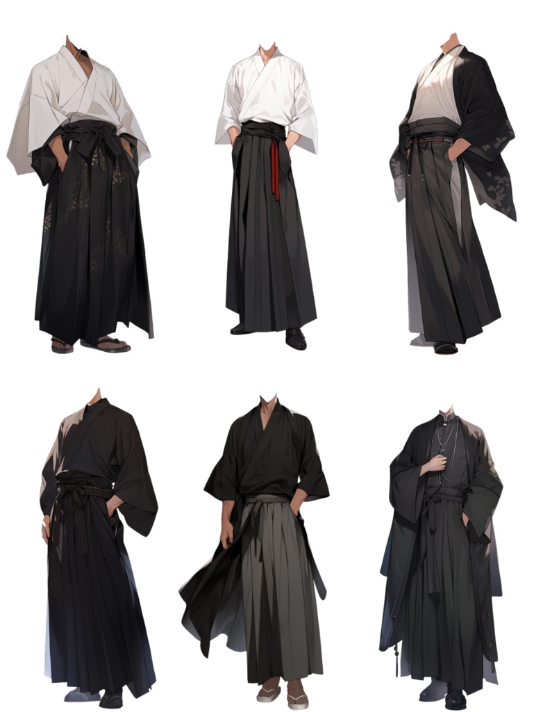 【透過素材】和服/男性50枚(立ち絵作成用・着物、浴衣、袴、日本伝統衣装)