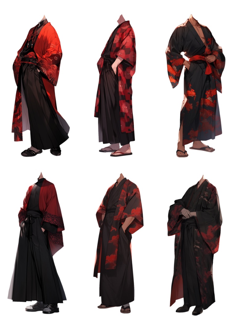 【透過素材】和服/男性50枚(立ち絵作成用・着物、浴衣、袴、日本伝統衣装)