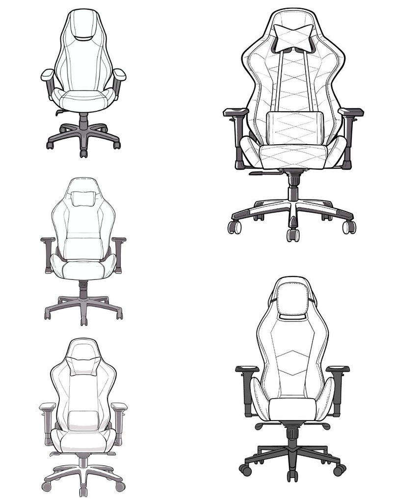 【透過素材】チェア50枚(ゲーミングチェア、オフィスチェア)