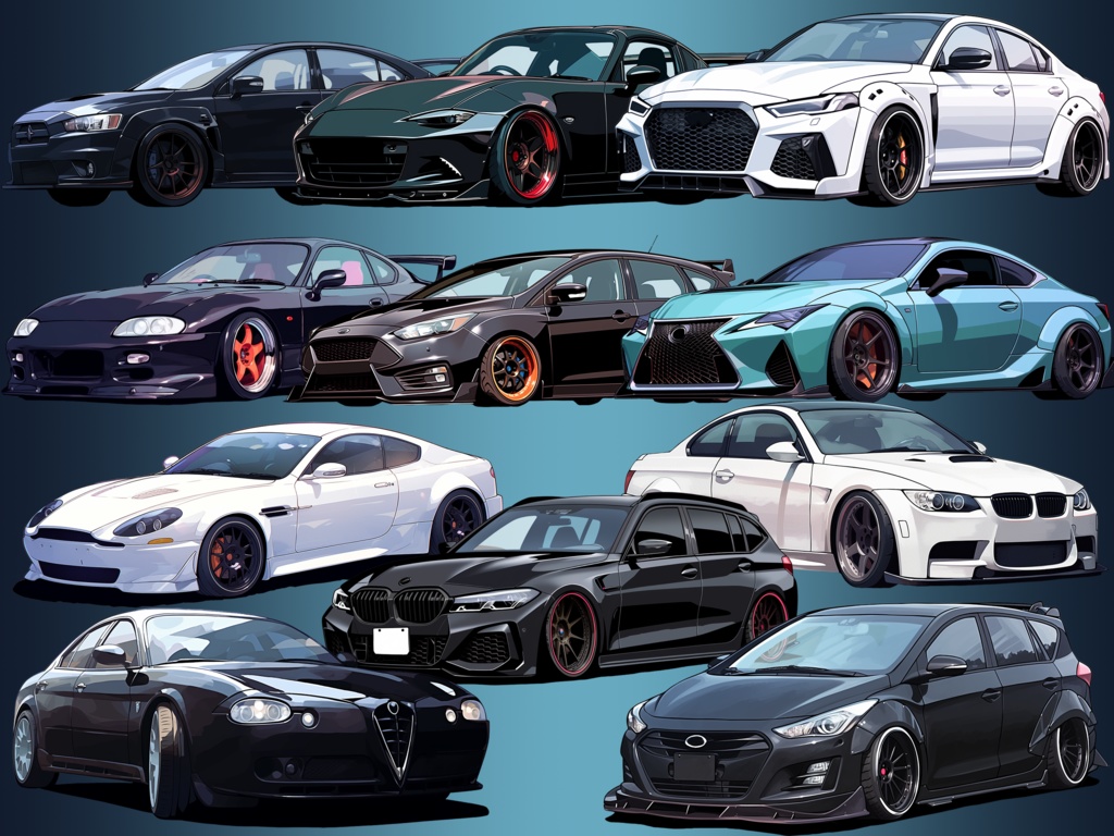 【透過素材】車50枚(高級車、スポーツカー、外車、SUV、オープンカー)