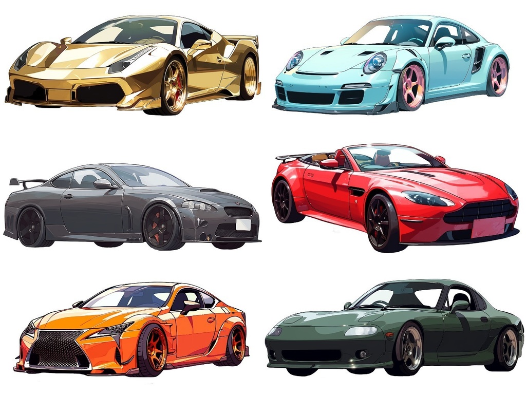 【透過素材】車50枚(高級車、スポーツカー、外車、SUV、オープンカー)