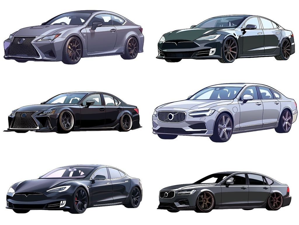 【透過素材】車50枚(高級車、スポーツカー、外車、SUV、オープンカー)