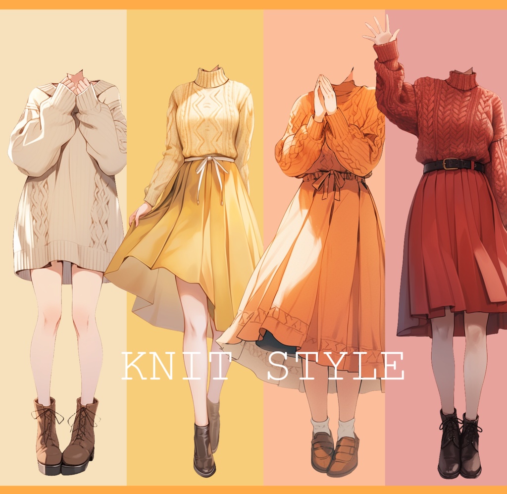 【透過素材】冬服/女性50枚(立ち絵作成用・トレンチコート、ピーコート、ニットセーター、ダウンジャケット)