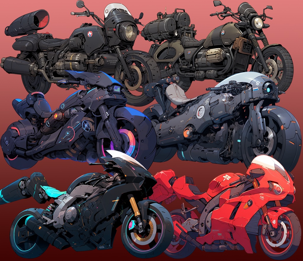 【透過素材】バイク50枚(スポーツバイク、ハーレー、ビッグスクーター、ビンテージ、SF系)