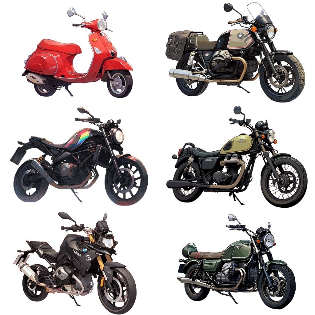 【透過素材】バイク50枚(スポーツバイク、ハーレー、ビッグスクーター、ビンテージ、SF系)
