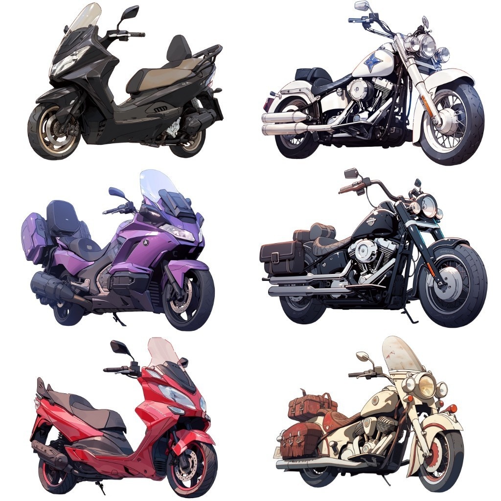 【透過素材】バイク50枚(スポーツバイク、ハーレー、ビッグスクーター、ビンテージ、SF系)
