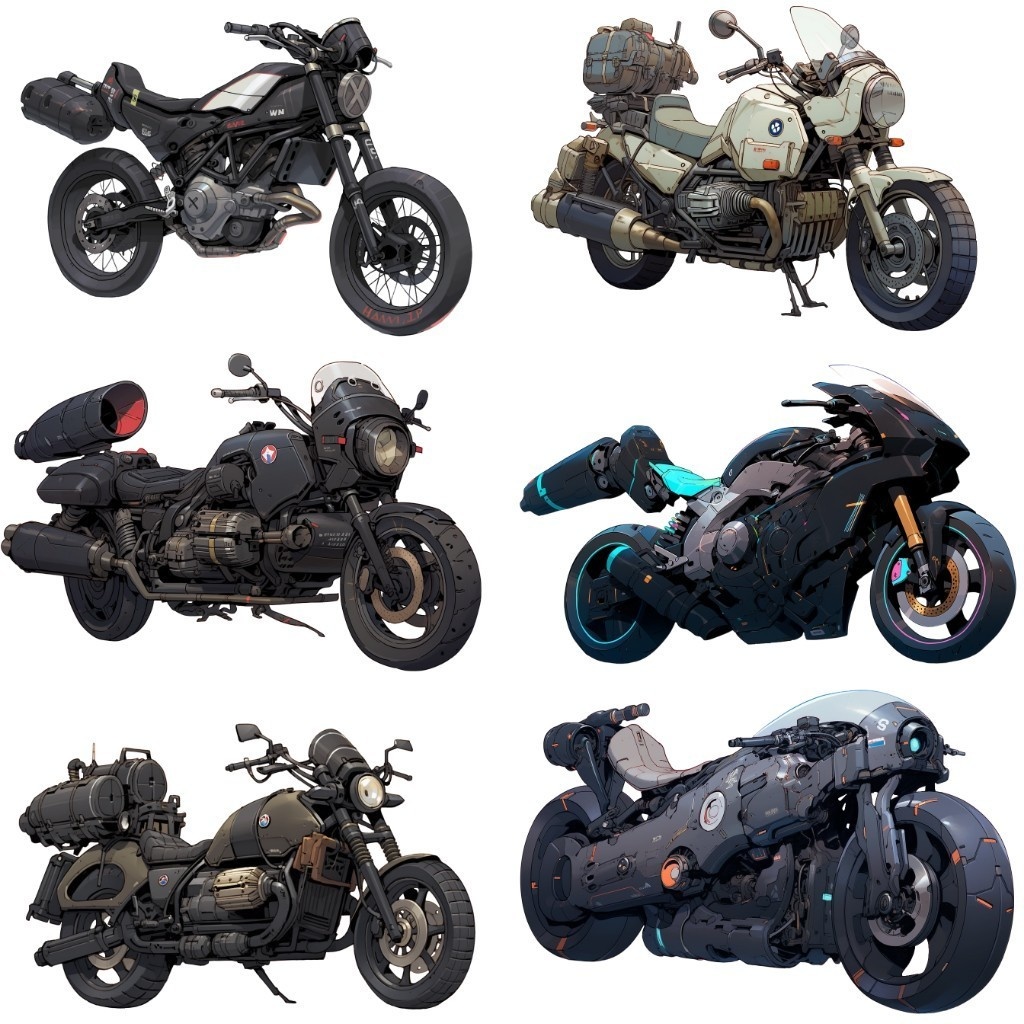 【透過素材】バイク50枚(スポーツバイク、ハーレー、ビッグスクーター、ビンテージ、SF系)