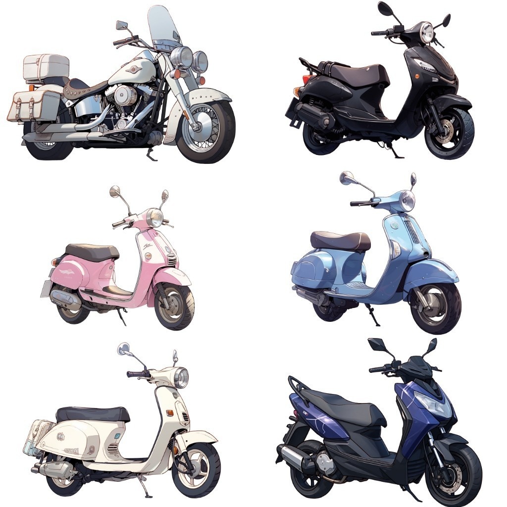 【透過素材】バイク50枚(スポーツバイク、ハーレー、ビッグスクーター、ビンテージ、SF系)