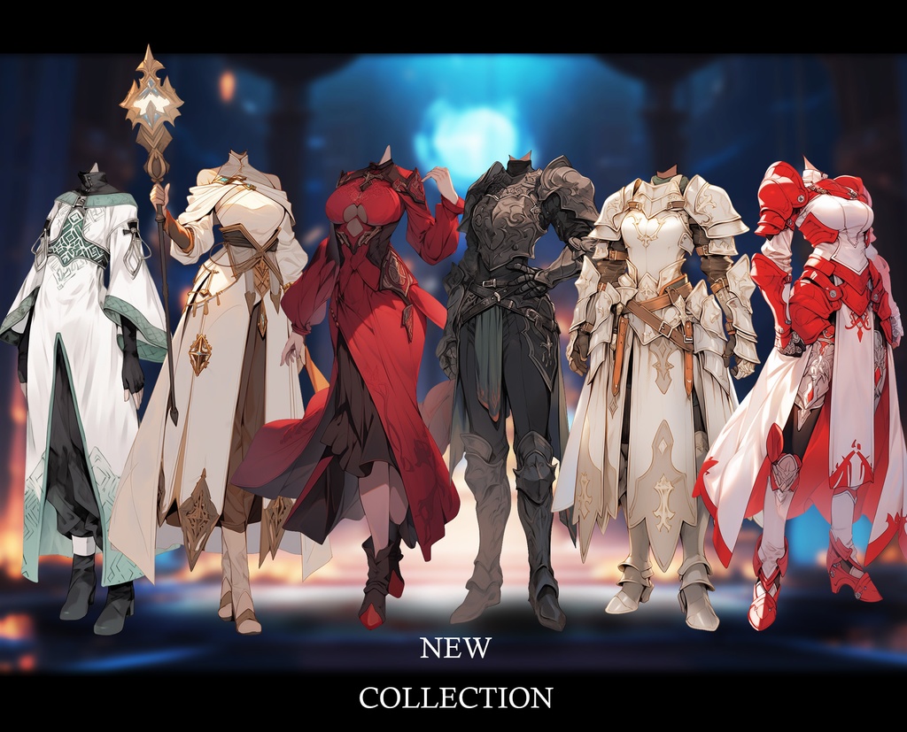 【透過素材】ファンタジー衣装/女性50枚(立ち絵作成用・魔法使い、騎士、戦士、貴族、アサシン、踊り子、中世)