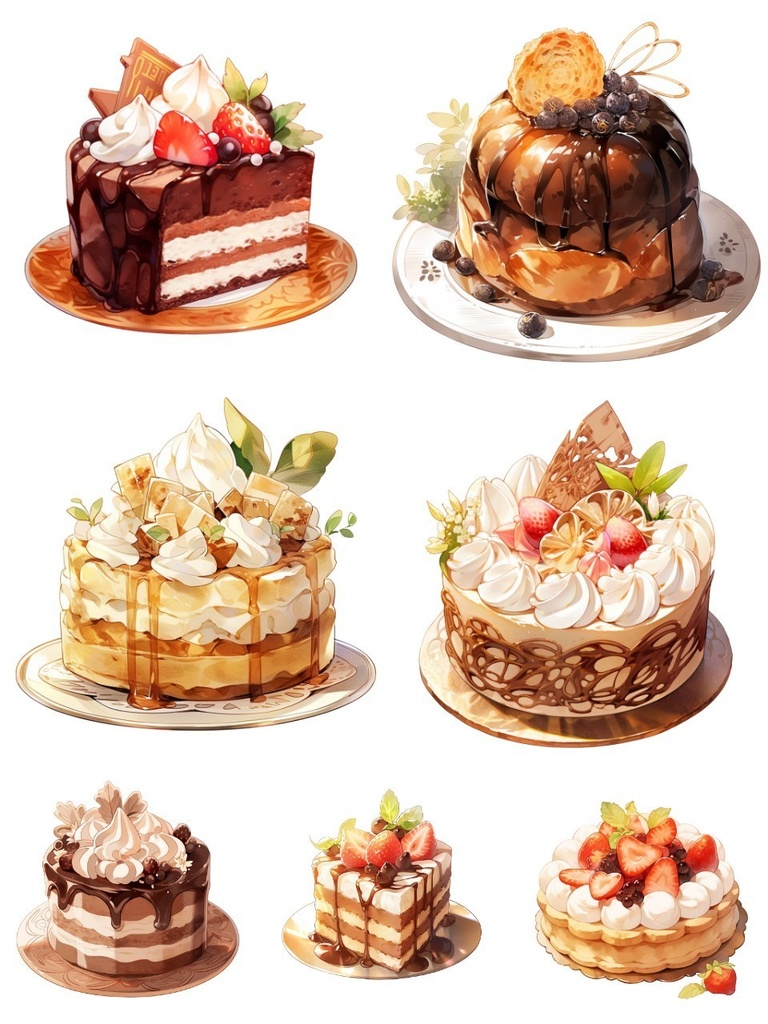 無料【透過素材】クリスマス・サンタ衣装/女性・男性(立ち絵作成用素材)、ケーキ