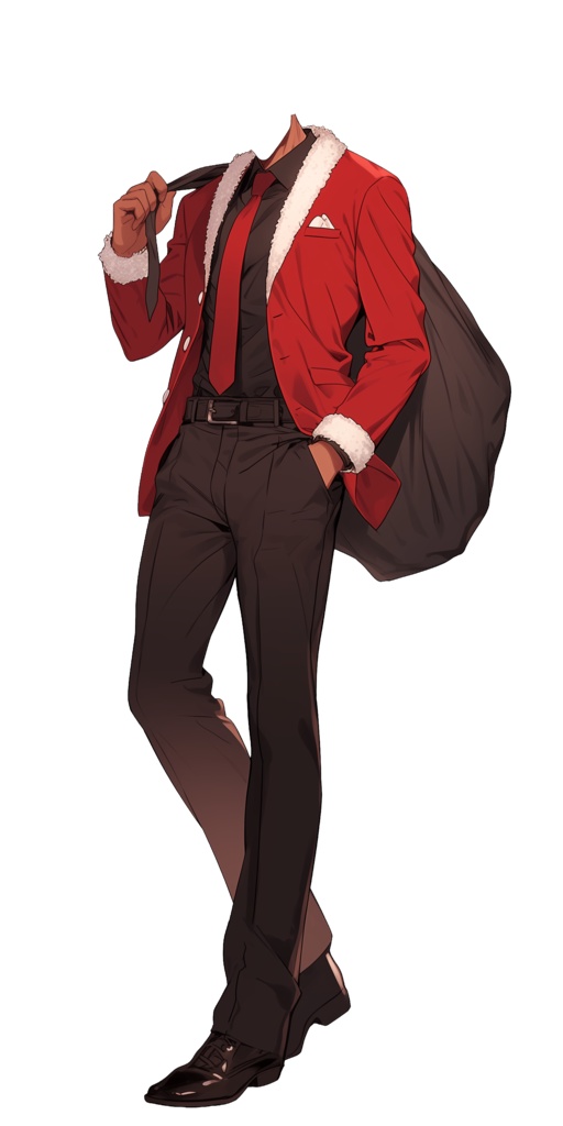 無料【透過素材】クリスマス・サンタ衣装/女性・男性(立ち絵作成用素材)、ケーキ