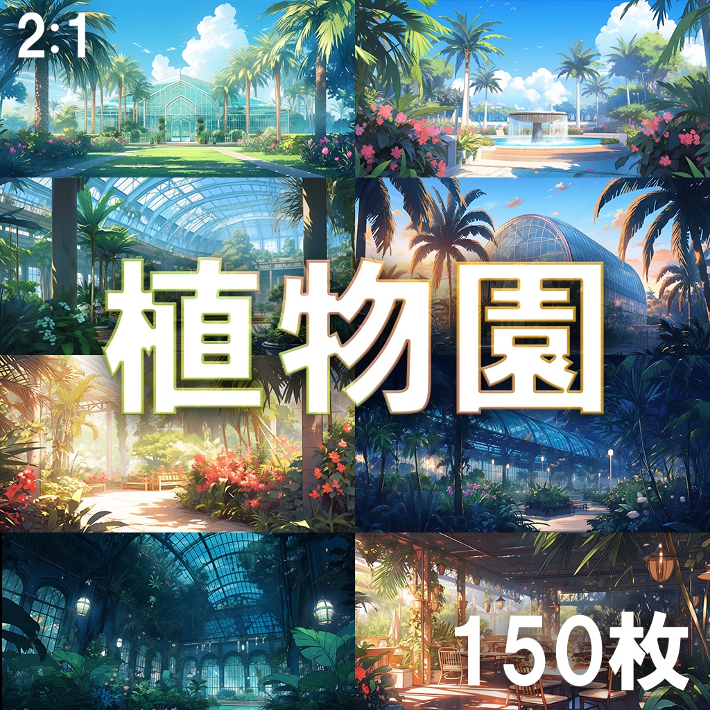 【背景素材】植物園150枚[2:1](熱帯園,温室,噴水,花)