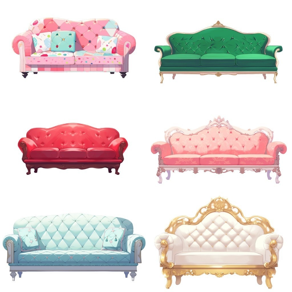 【透過素材】ソファ50枚(レザー、ファブリック、アンティーク、西洋風)