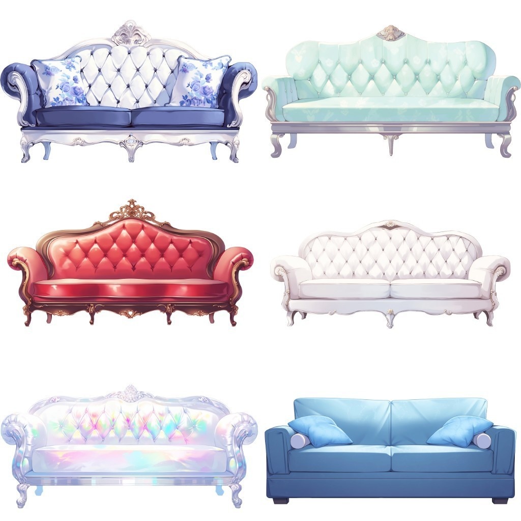 【透過素材】ソファ50枚(レザー、ファブリック、アンティーク、西洋風)