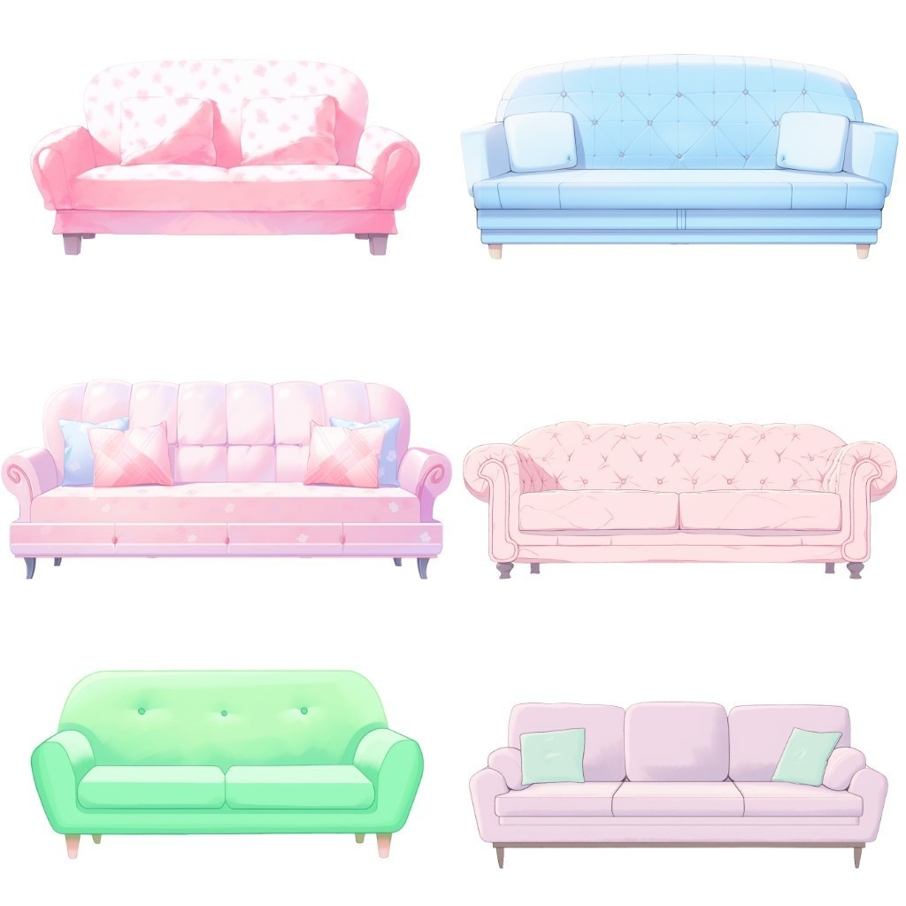 【透過素材】ソファ50枚(レザー、ファブリック、アンティーク、西洋風)