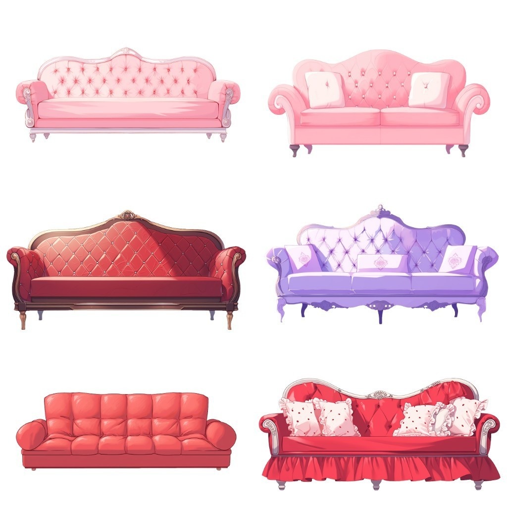 【透過素材】ソファ50枚(レザー、ファブリック、アンティーク、西洋風)