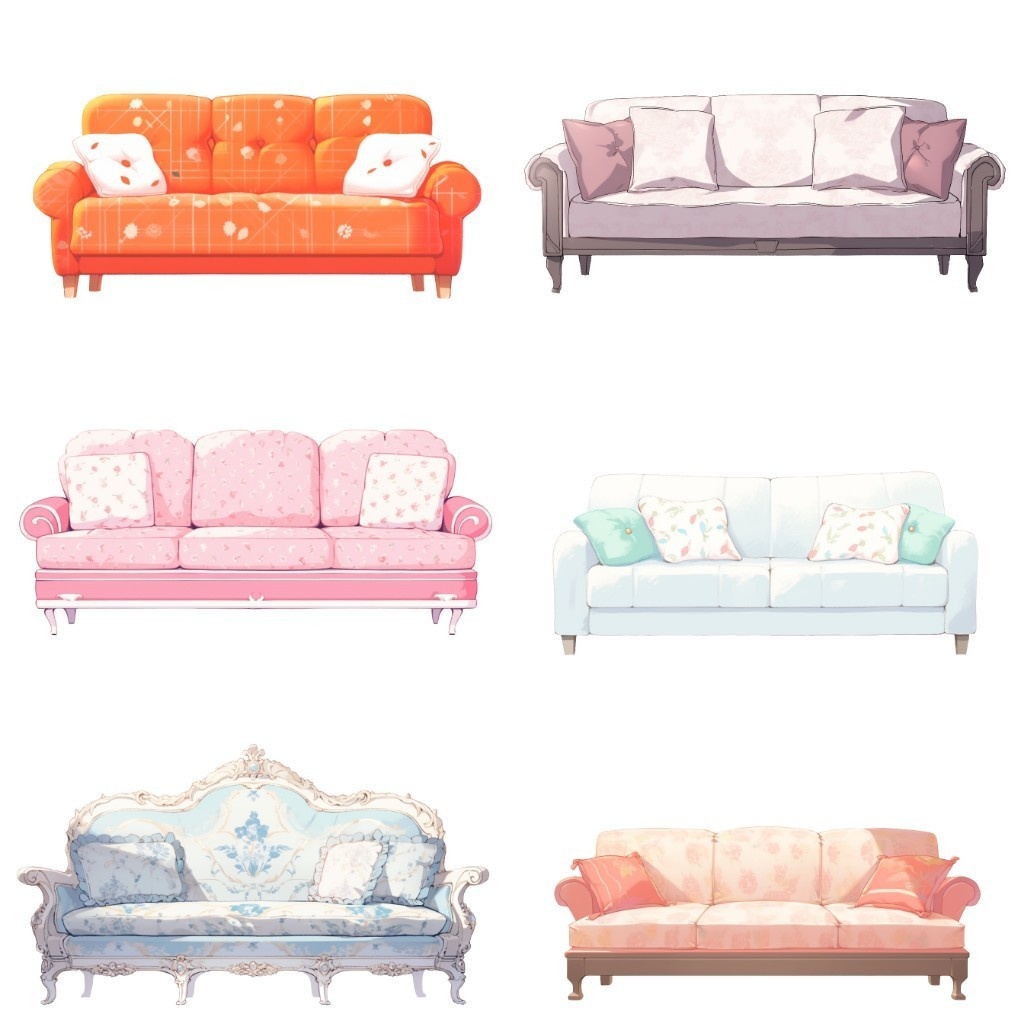 【透過素材】ソファ50枚(レザー、ファブリック、アンティーク、西洋風)