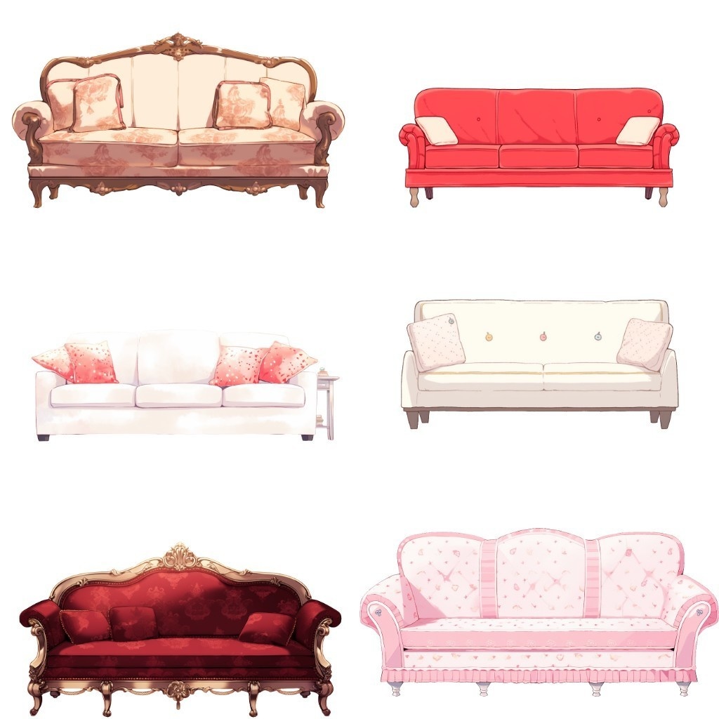 【透過素材】ソファ50枚(レザー、ファブリック、アンティーク、西洋風)