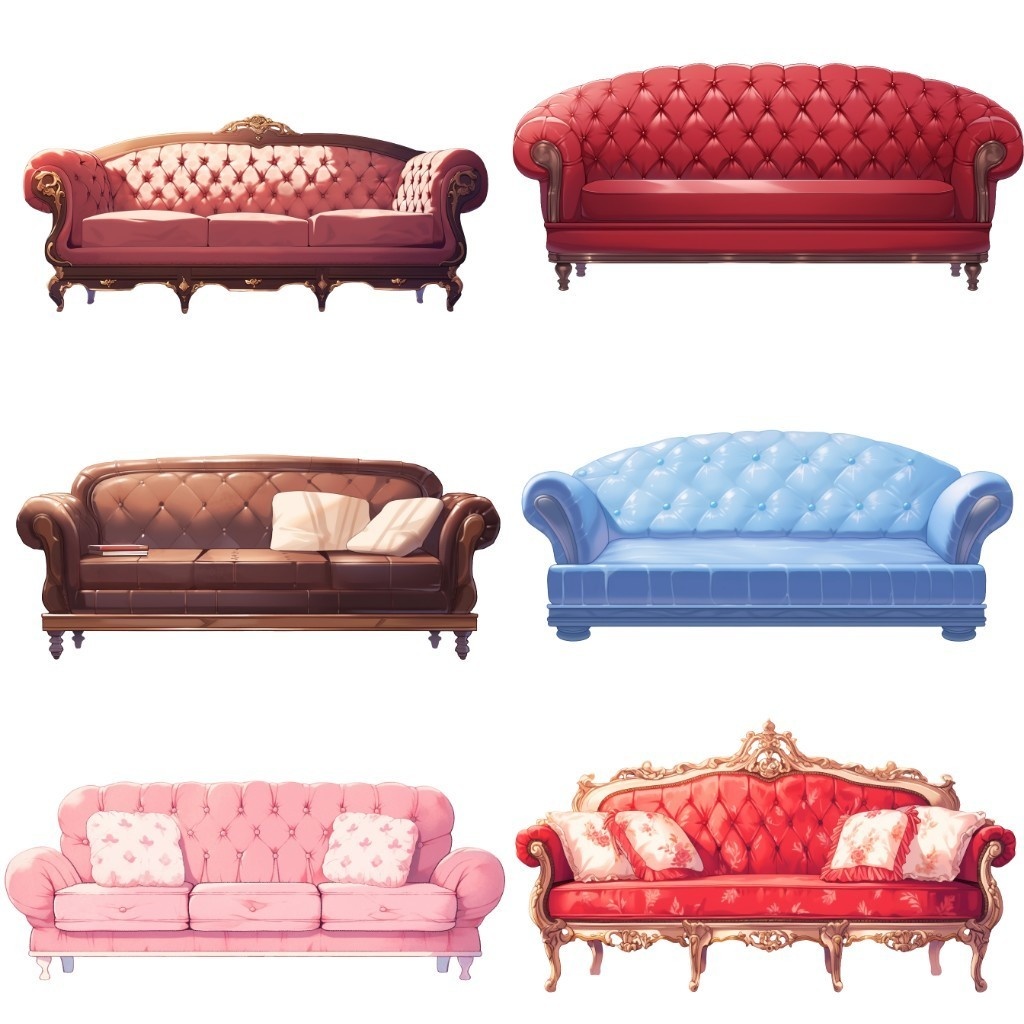 【透過素材】ソファ50枚(レザー、ファブリック、アンティーク、西洋風)