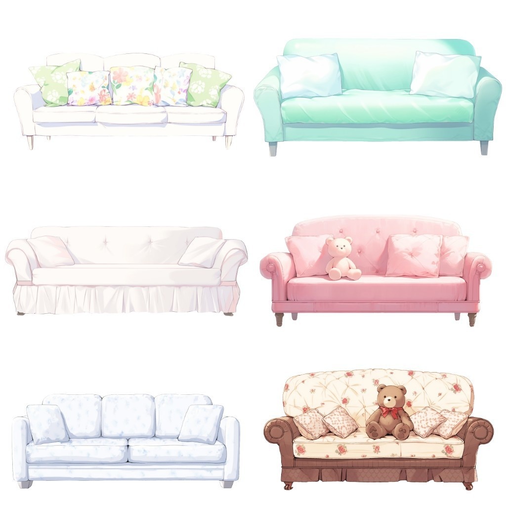 【透過素材】ソファ50枚(レザー、ファブリック、アンティーク、西洋風)